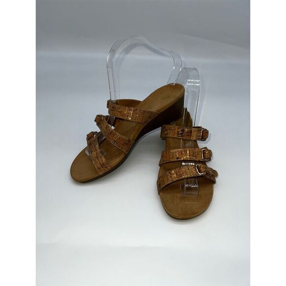 Vionic Women's Strappy Wedge Sandals Tan Size 8 Casual Summer - Picture 7 of 9